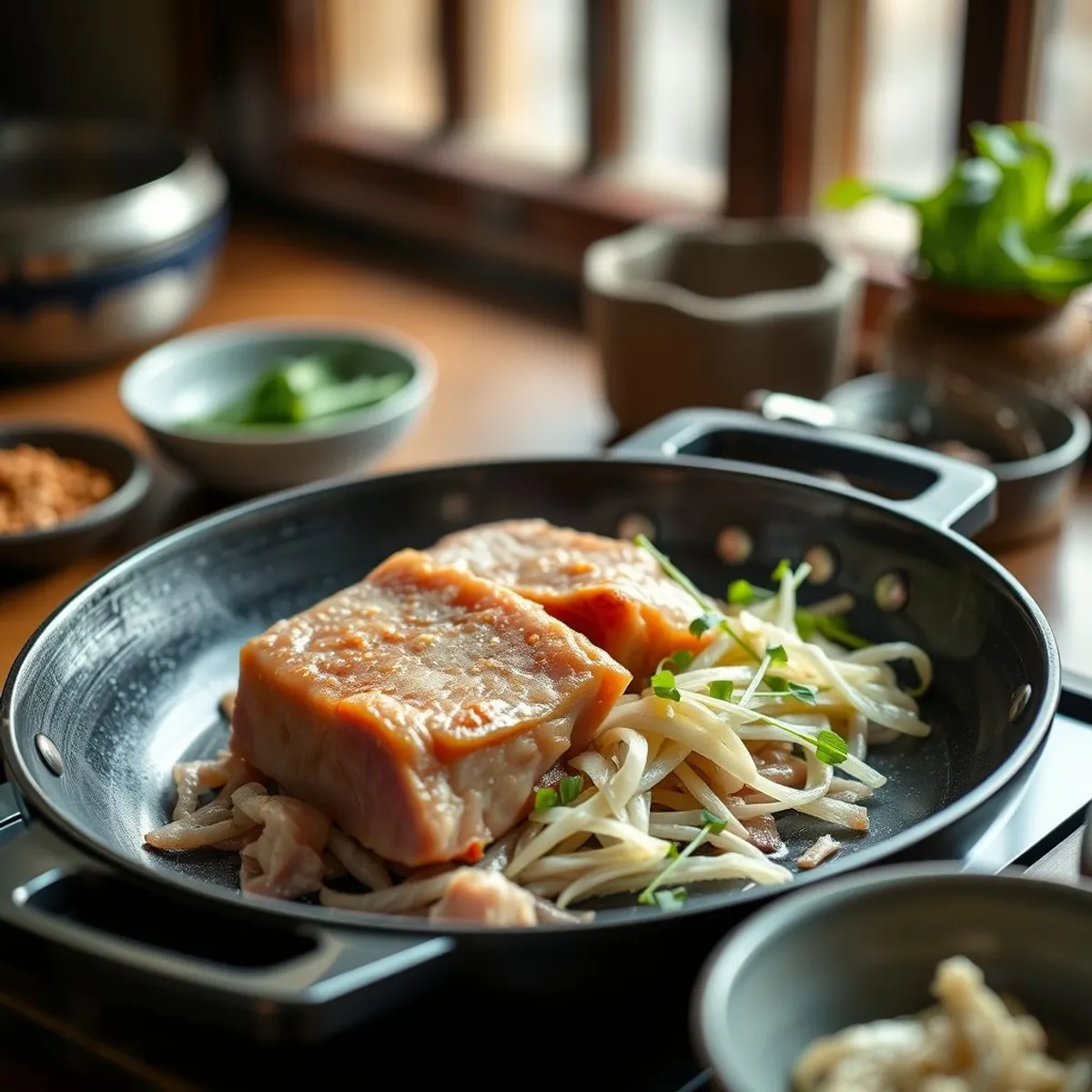 Dongpo pork, step 1. AI-generated photo.