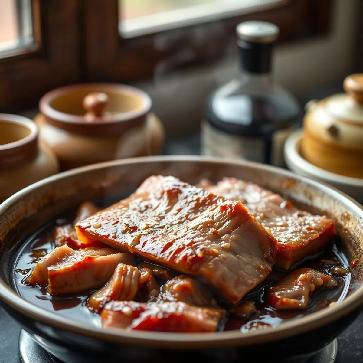 Dongpo pork, step 2. AI-generated photo.