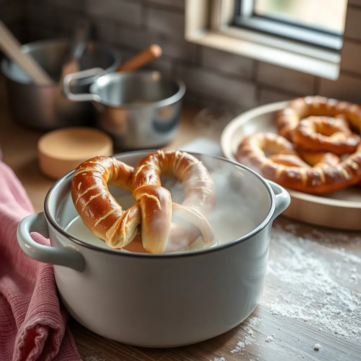 AI-generated photo Bavarian pretzel, step 2. AI-generated photo.