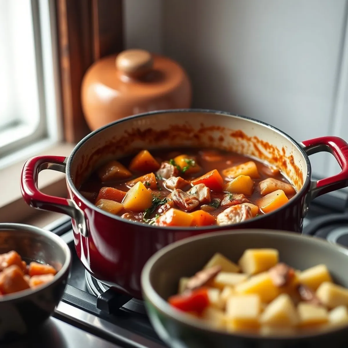 AI-generated photo Irish stew, step 3. AI-generated photo.