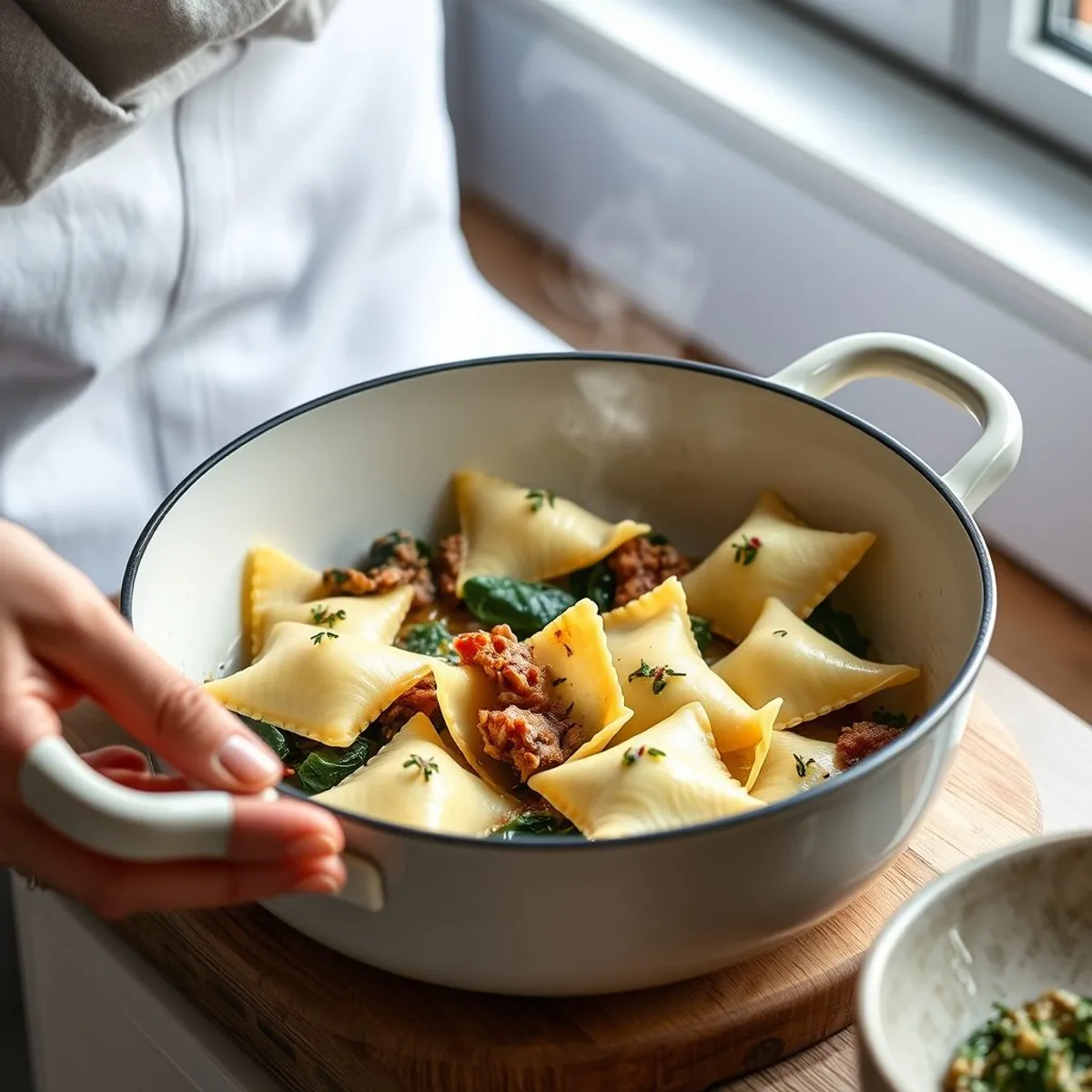 Agnolotti, step 2. AI-generated photo.