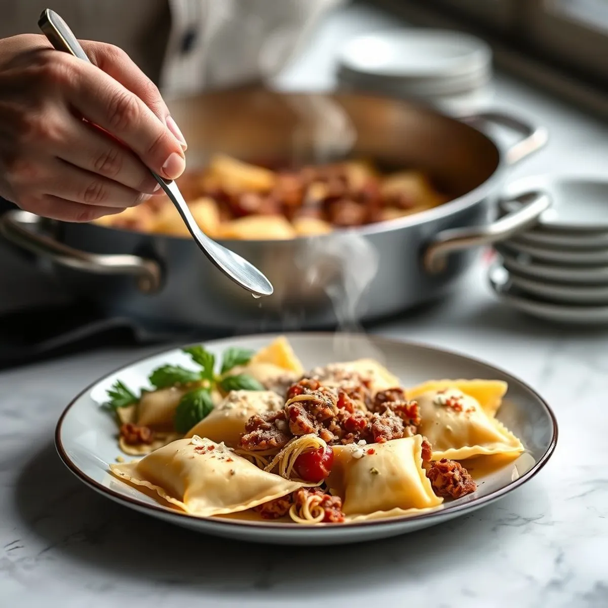 Agnolotti, step 4. AI-generated photo.