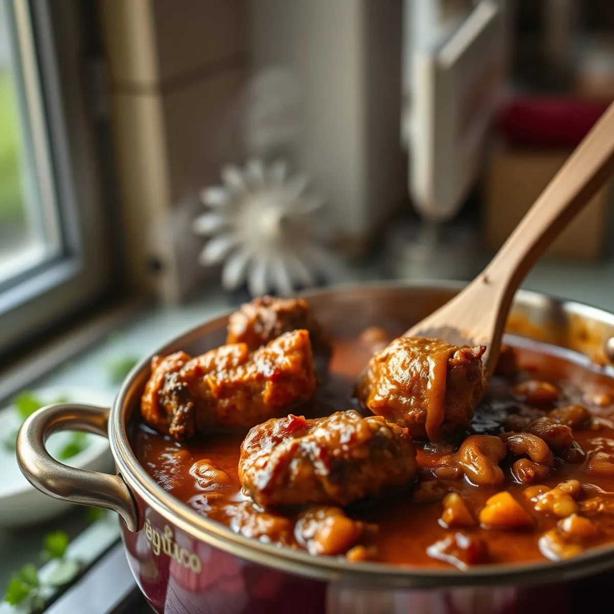 AI-generated photo Curry goat, step 3. AI-generated photo.