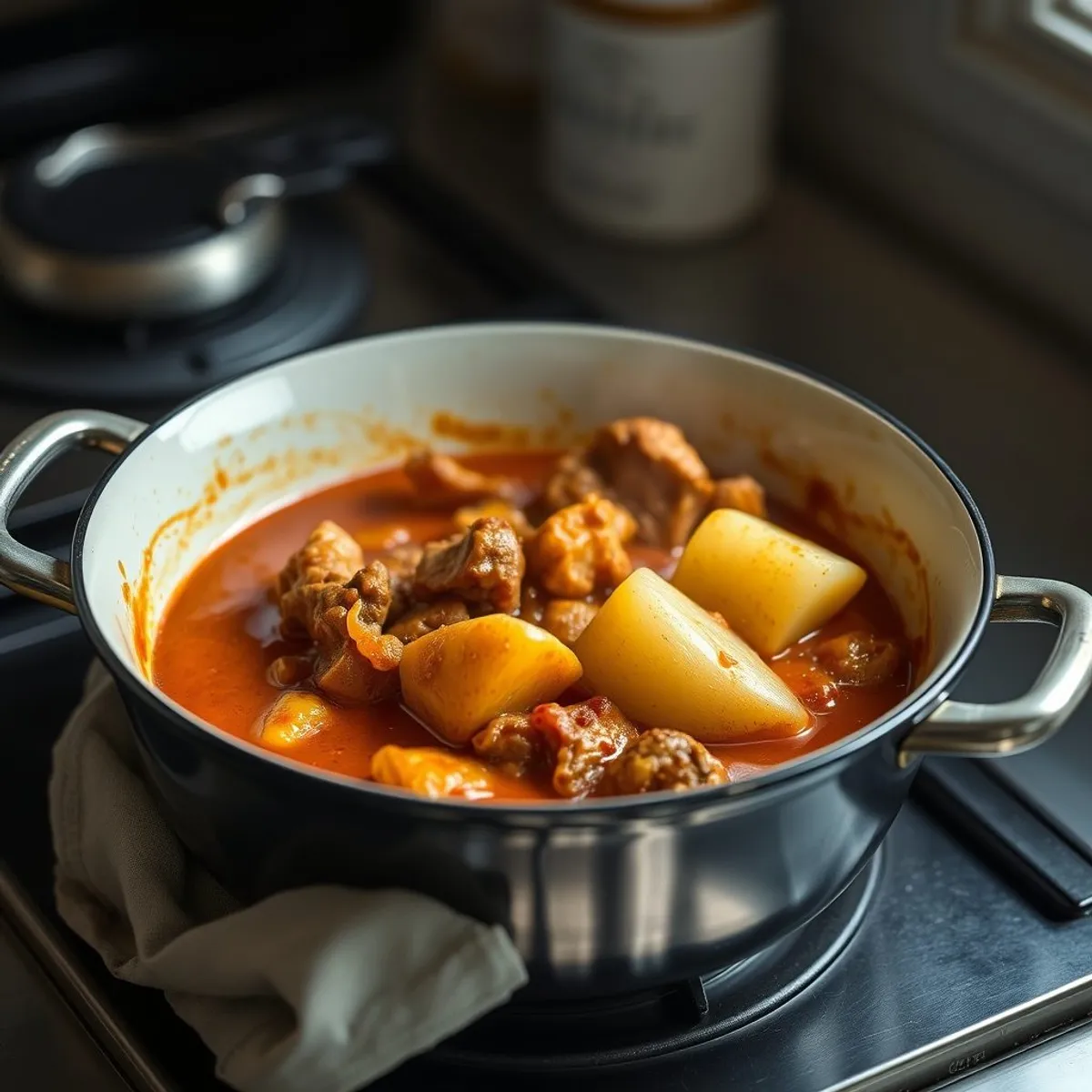 AI-generated photo Curry goat, step 4. AI-generated photo.