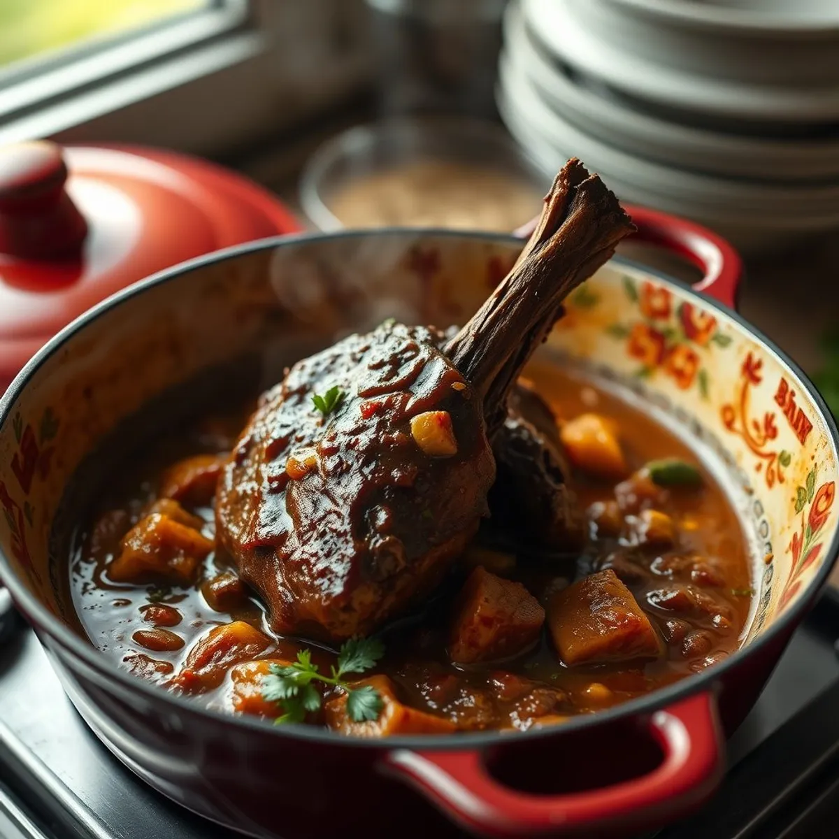AI-generated photo Oxtail stew, step 3. AI-generated photo.