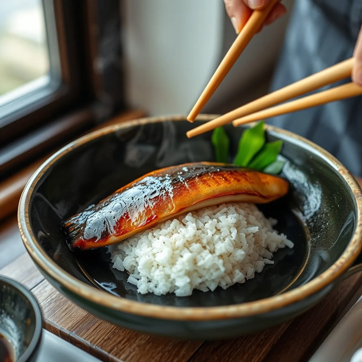AI-generated photo Unagi donburi, step 2. AI-generated photo.