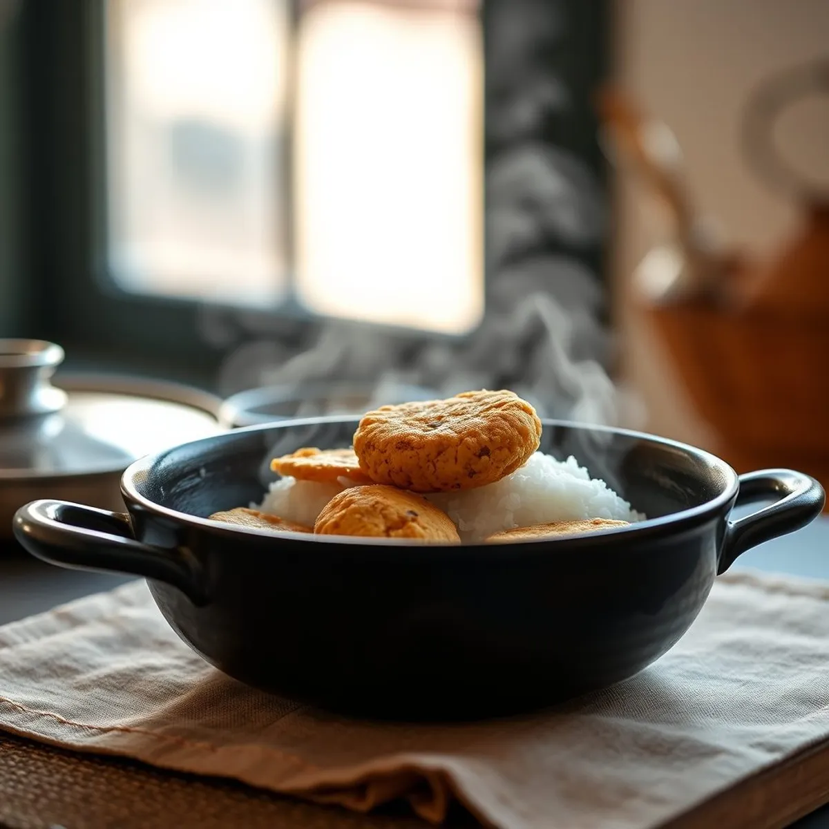 AI-generated photo Akara fritters, step 1. AI-generated photo.