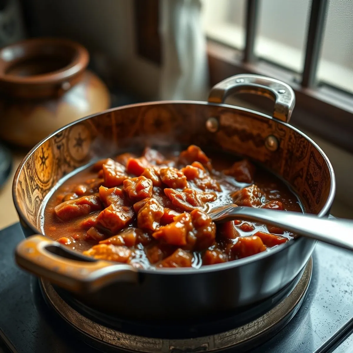 Ofada stew, step 3. AI-generated photo.