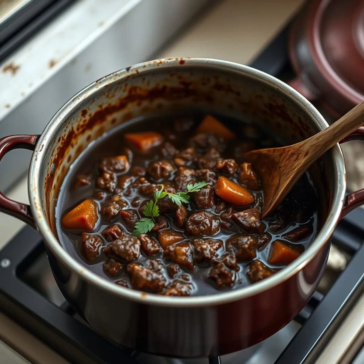 Ofada stew, step 4. AI-generated photo.