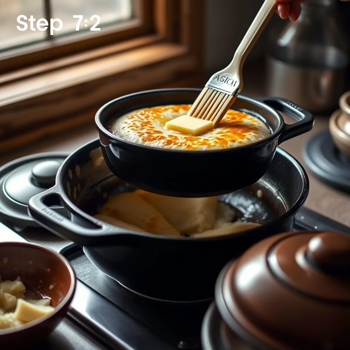 AI-generated photo Bibingka, step 2. AI-generated photo.