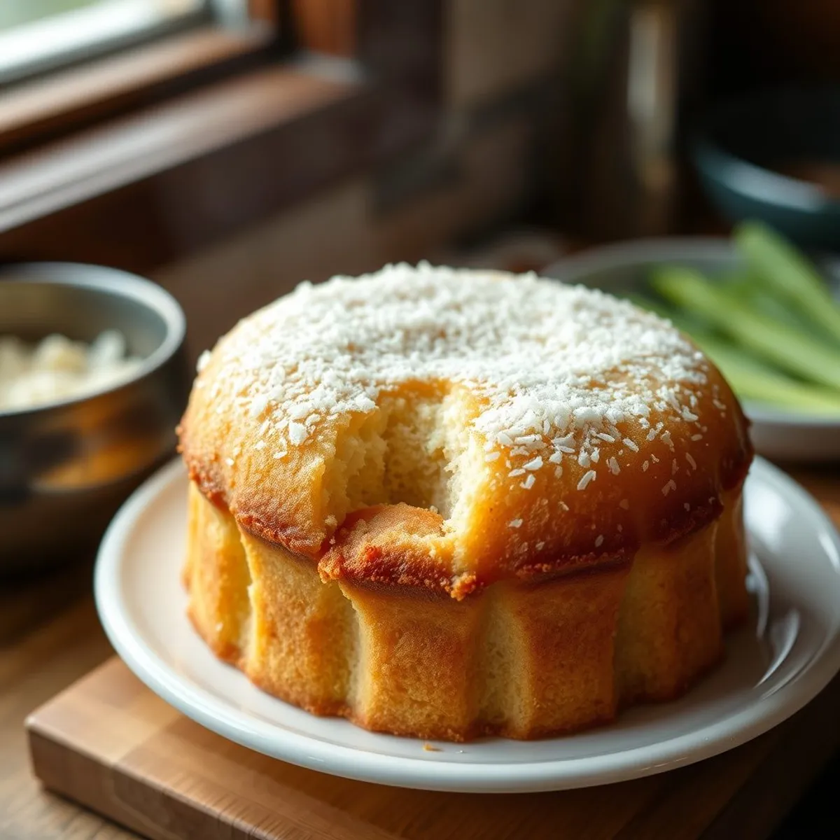 AI-generated photo Bibingka, step 4. AI-generated photo.