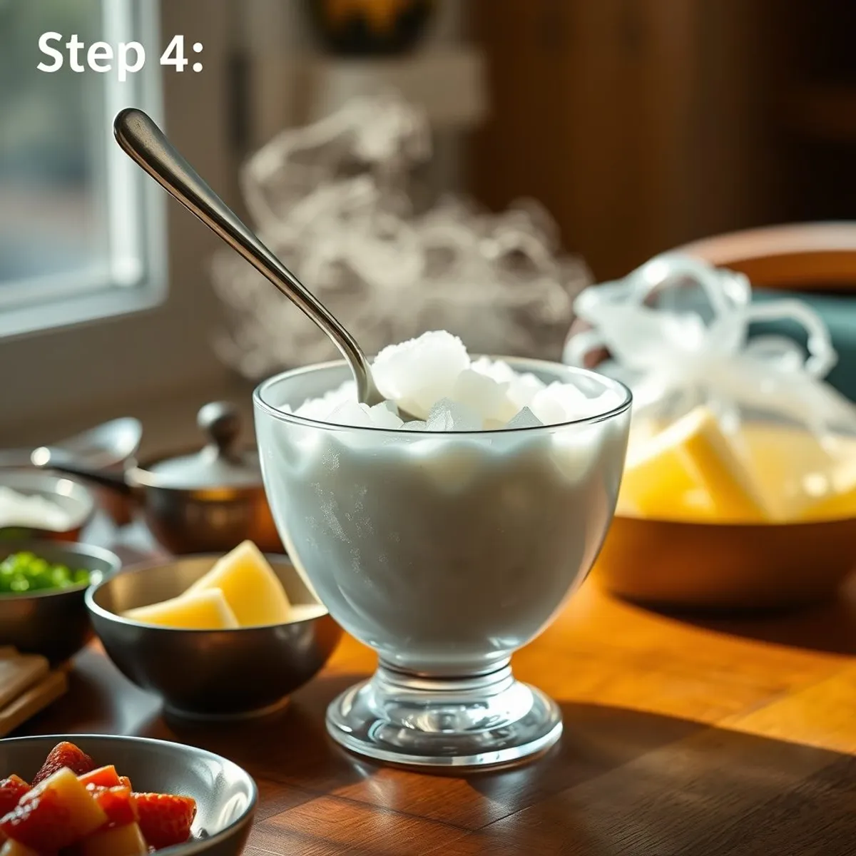AI-generated photo Halo-halo, step 4. AI-generated photo.