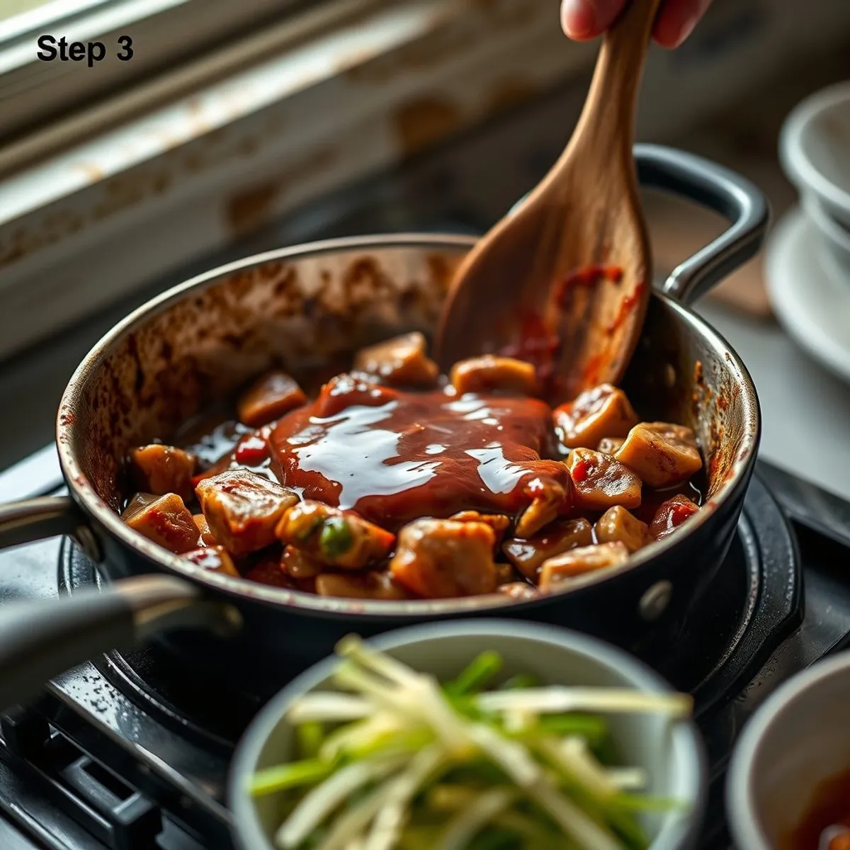 AI-generated photo Sisig, step 3. AI-generated photo.