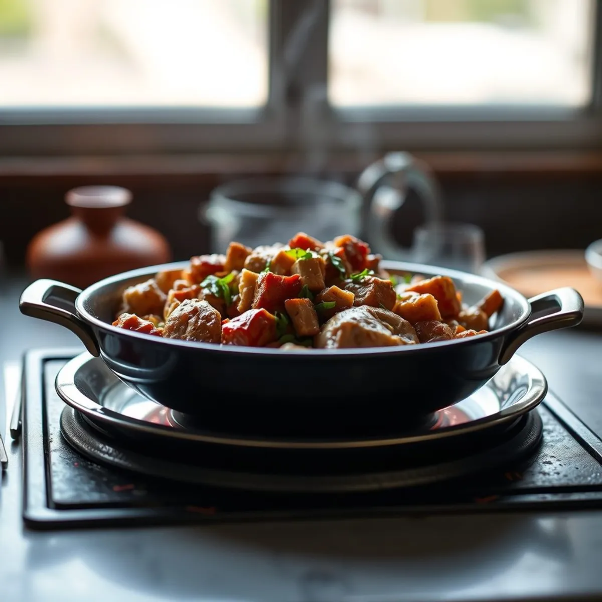 AI-generated photo Sisig, step 4. AI-generated photo.