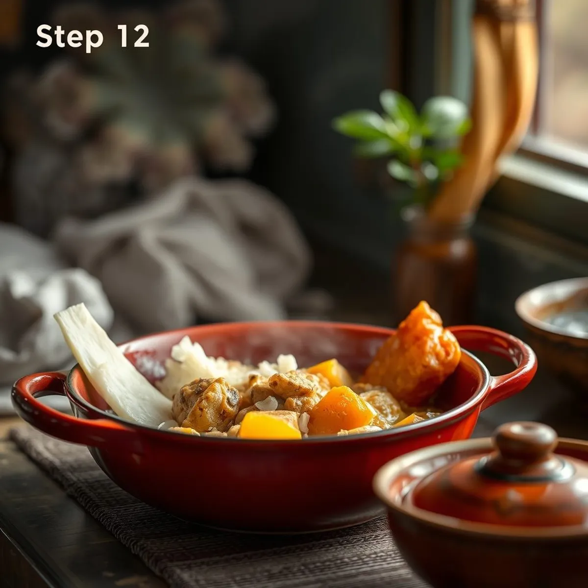 AI-generated photo Soupe kandia, step 1. AI-generated photo.