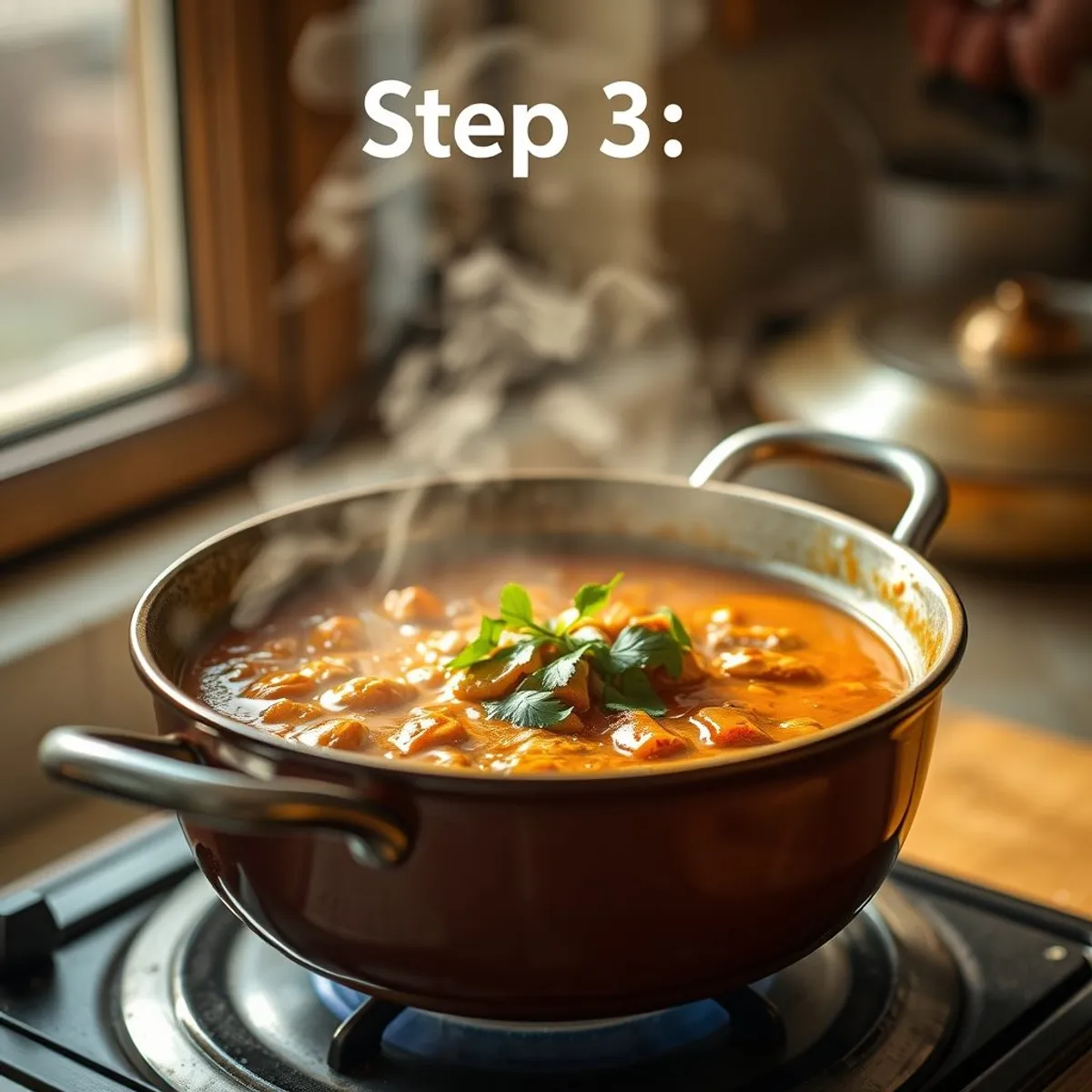 AI-generated photo Soupe kandia, step 3. AI-generated photo.
