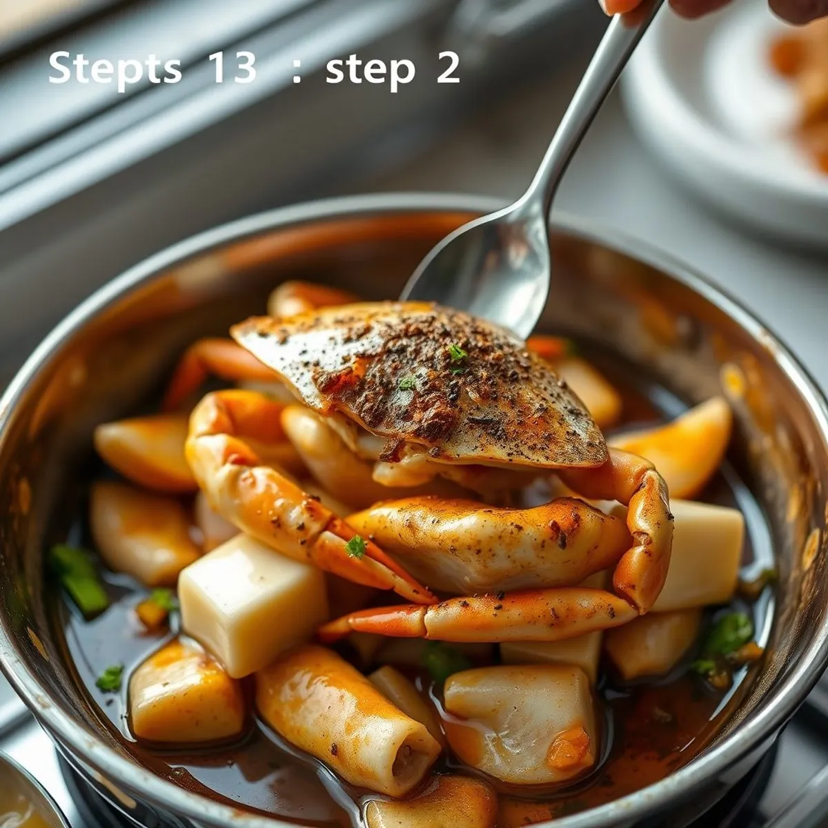 AI-generated photo Black pepper crab, step 2. AI-generated photo.