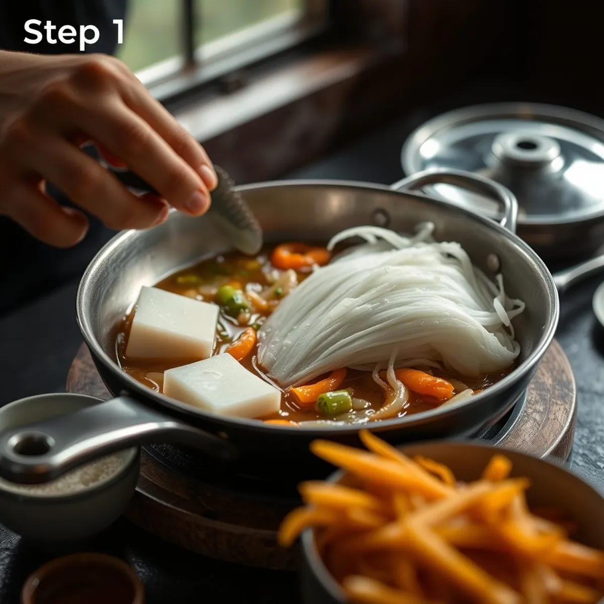 AI-generated photo Chai tow kway, step 1. AI-generated photo.