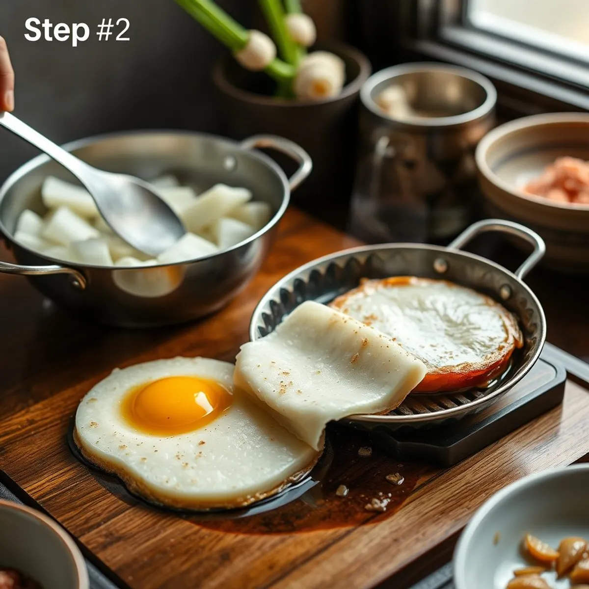 AI-generated photo Chai tow kway, step 2. AI-generated photo.