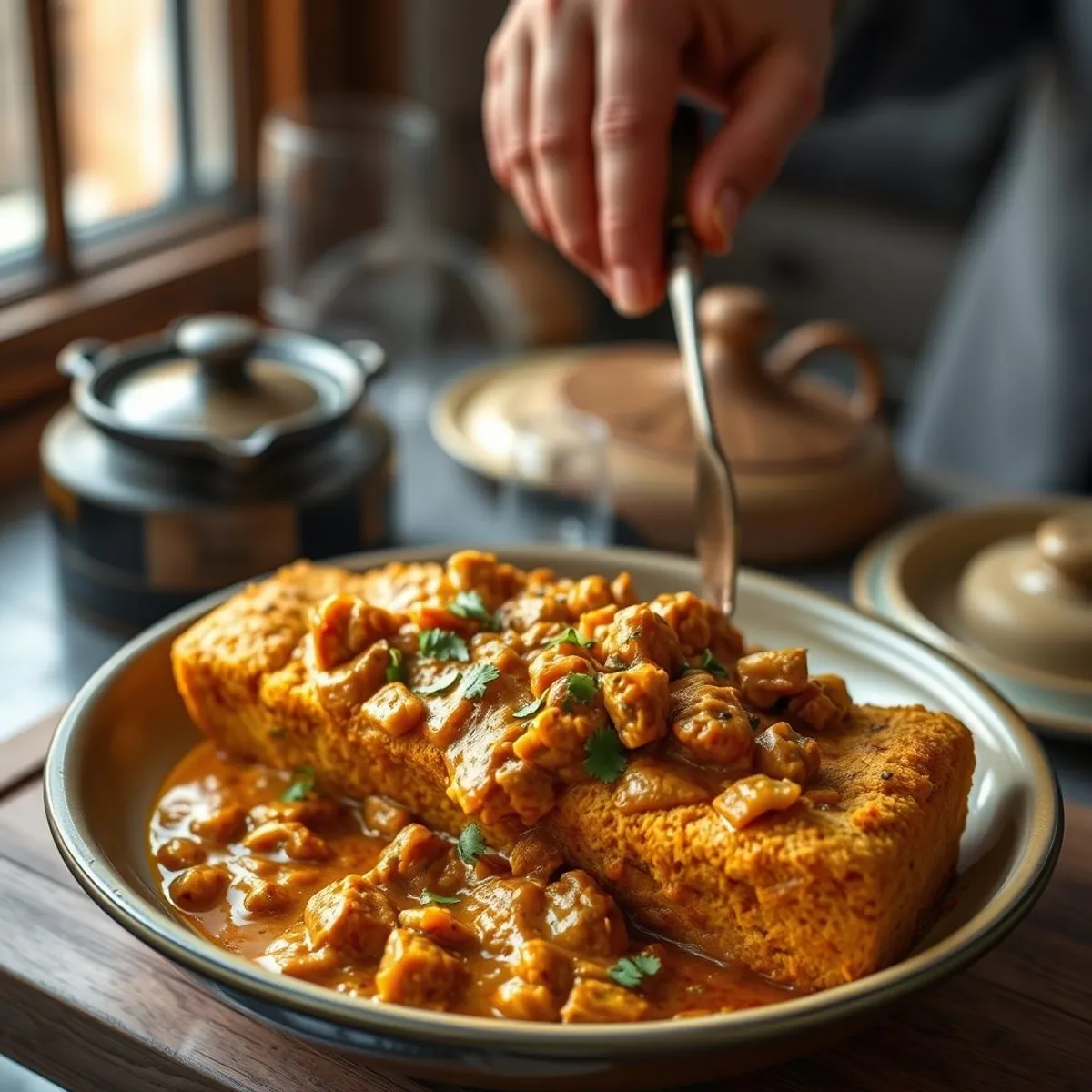 AI-generated photo Bunny chow, step 4. AI-generated photo.