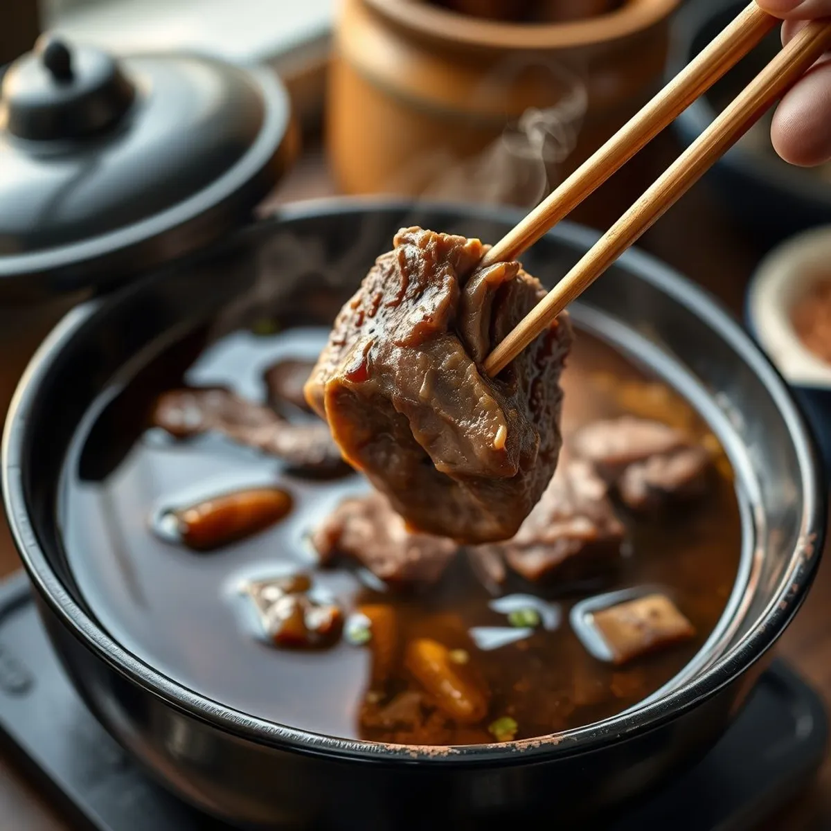 AI-generated photo Braised beef shank, step 4. AI-generated photo.
