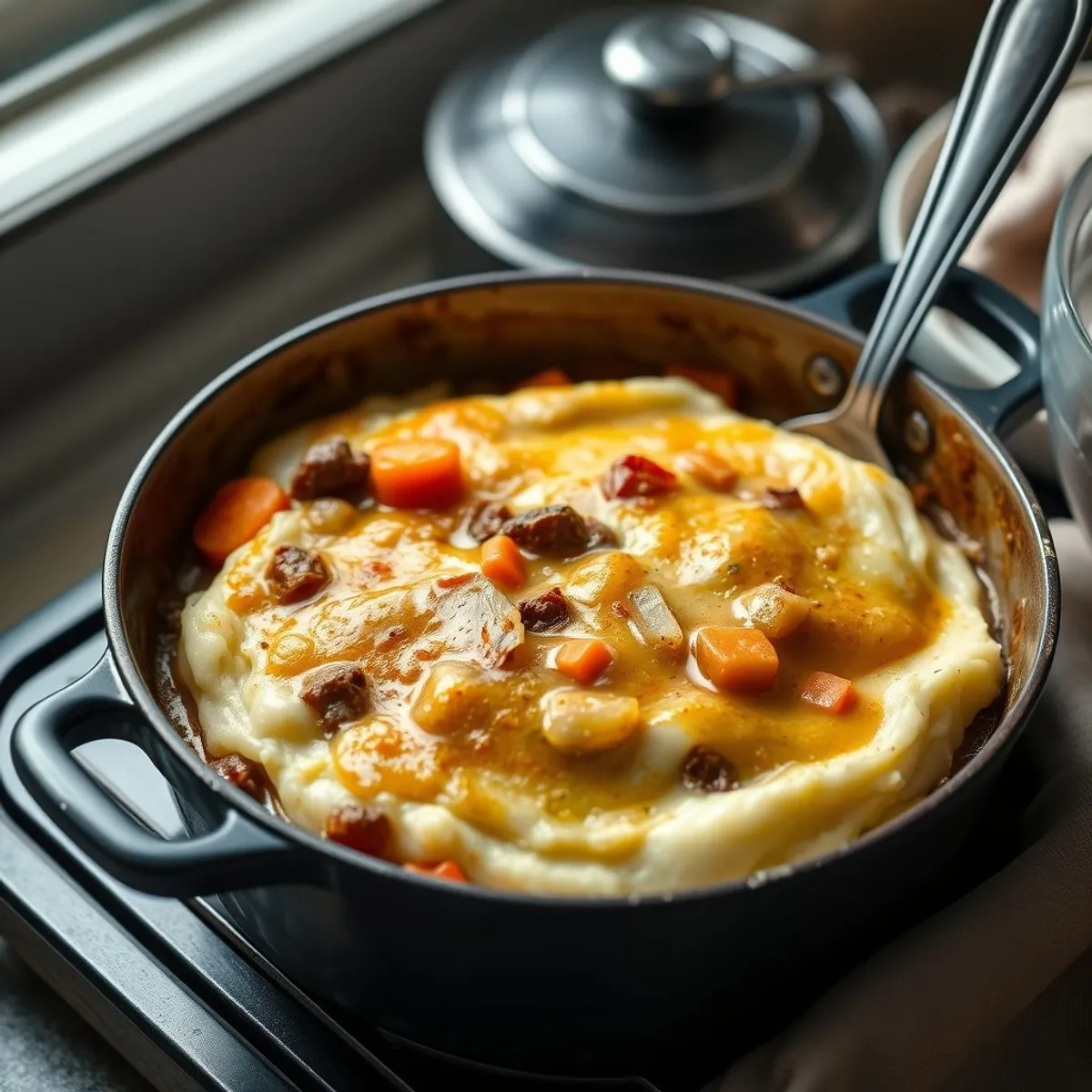 AI-generated photo Cottage pie, step 2. AI-generated photo.