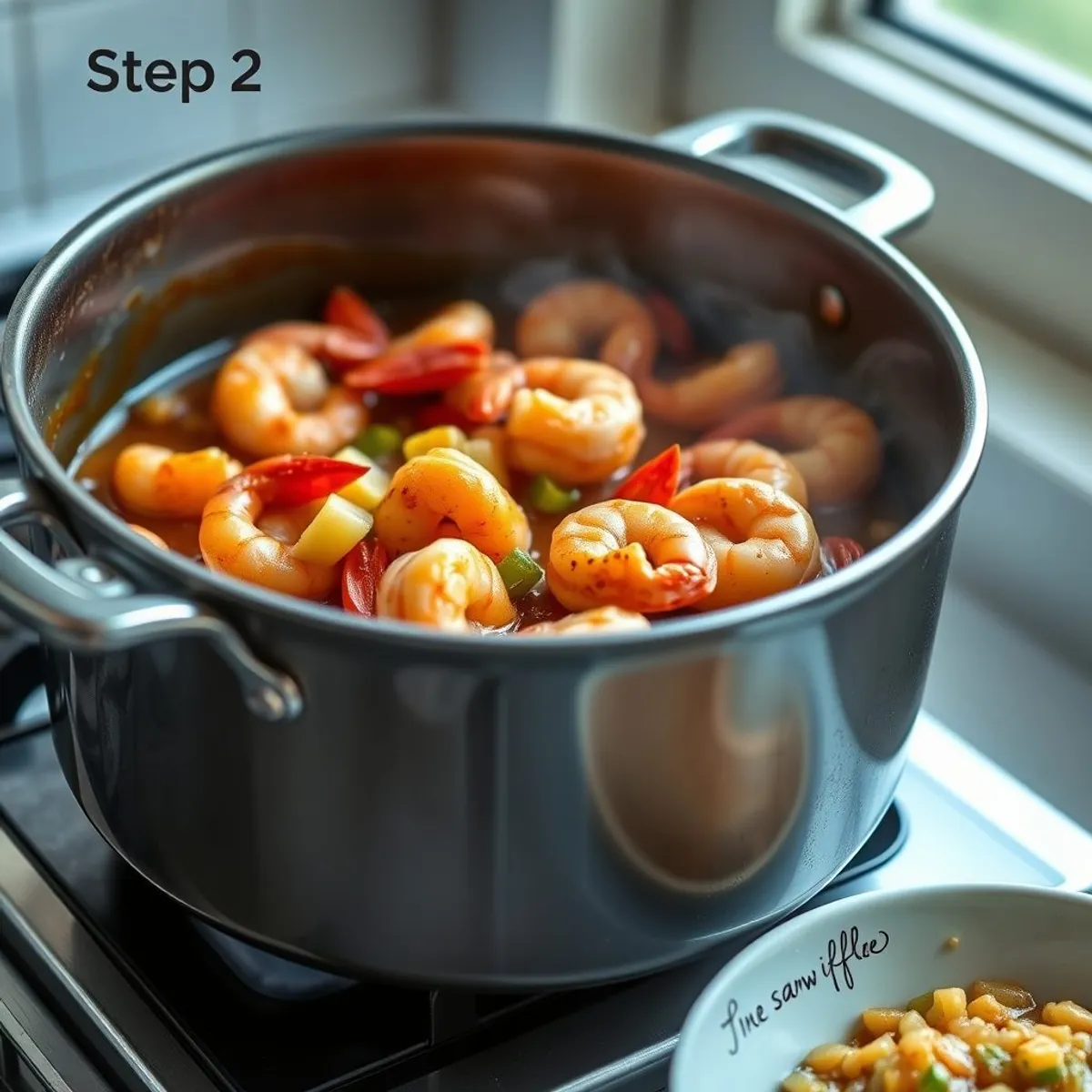 AI-generated photo Crawfish etouffee, step 2. AI-generated photo.