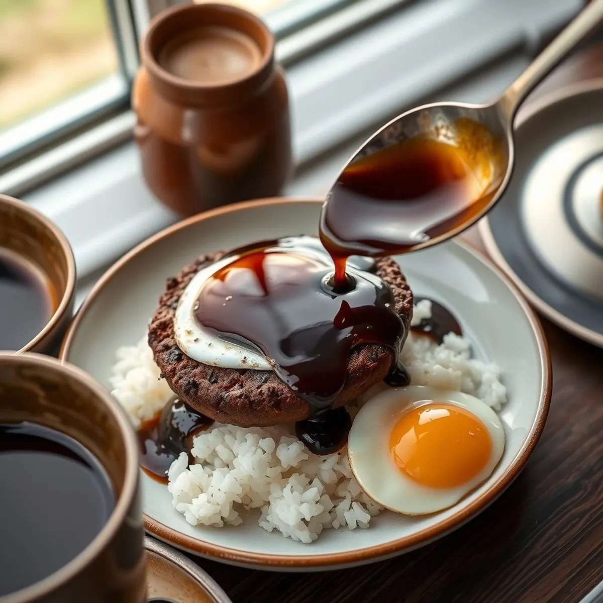 AI-generated photo Loco moco, step 2. AI-generated photo.