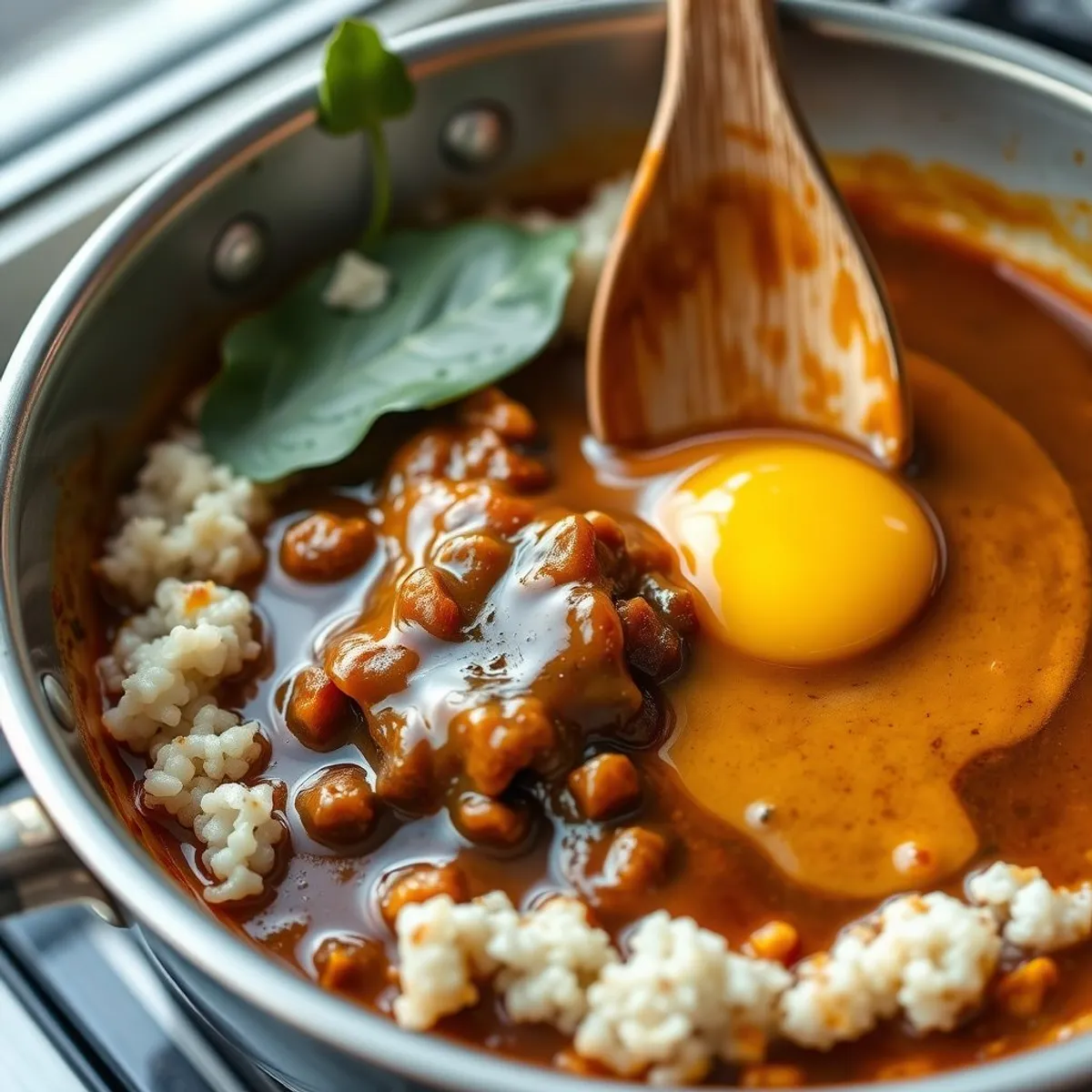 AI-generated photo Loco moco, step 4. AI-generated photo.