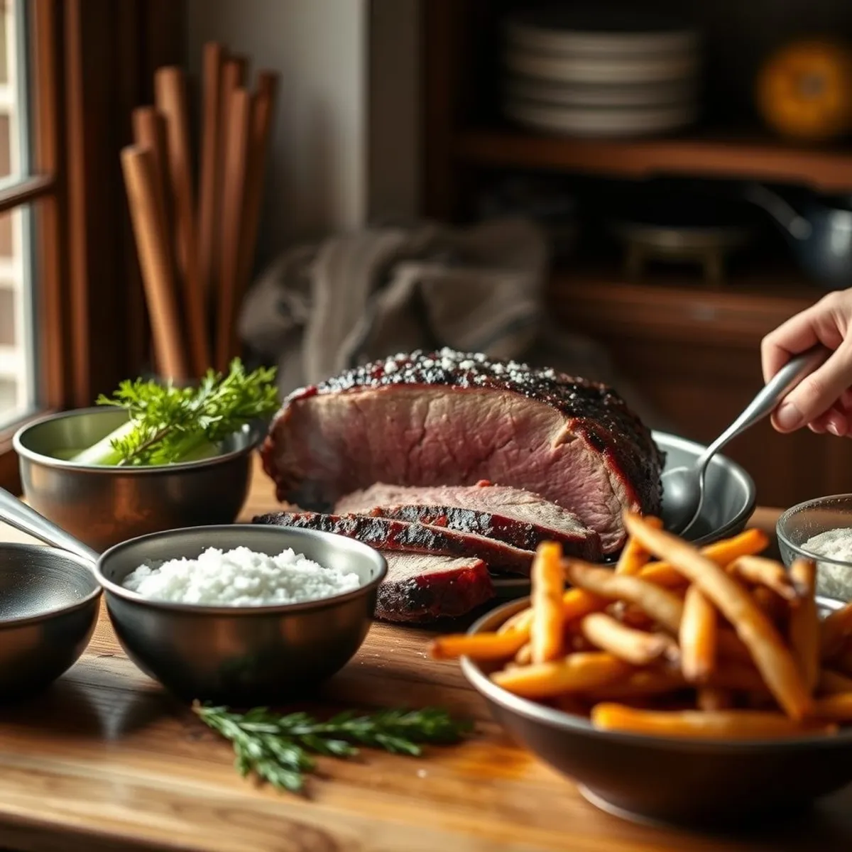AI-generated photo Texas brisket, step 1. AI-generated photo.
