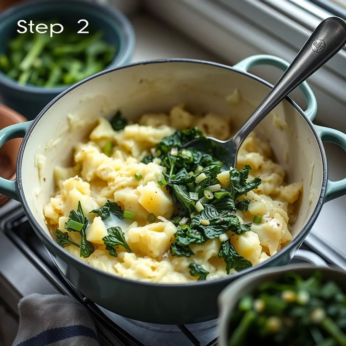 Colcannon, step 2. AI-generated photo.