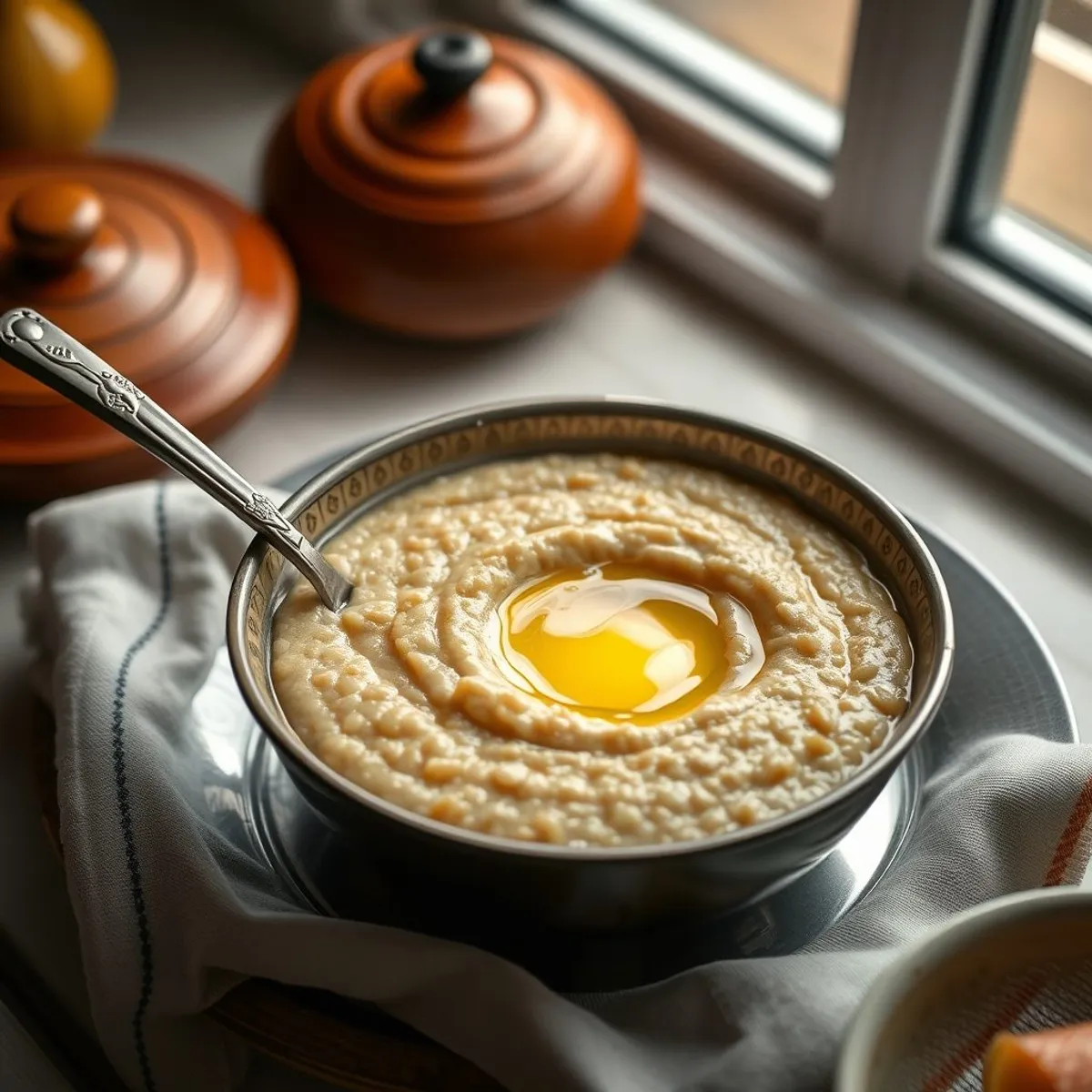 AI-generated photo Bazeen · barley porridge, step 2. AI-generated photo.