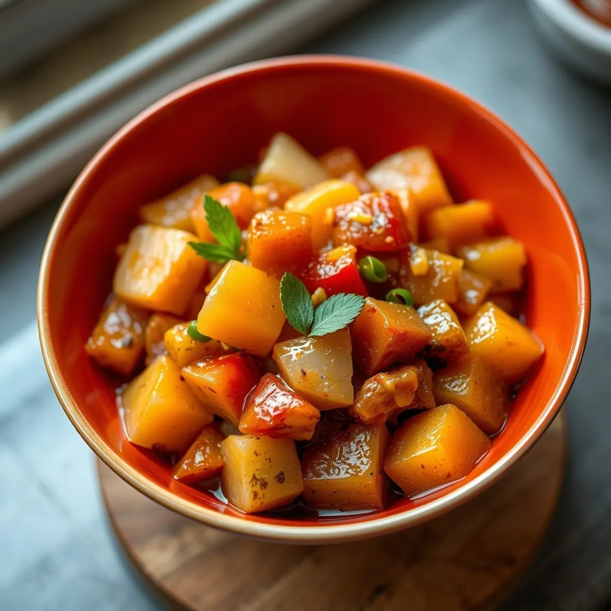 AI-generated photo Fruit rojak, step 4. AI-generated photo.