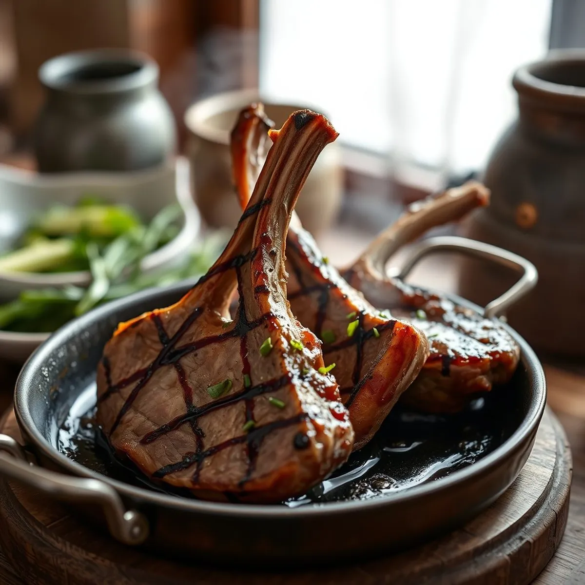 AI-generated photo Grilled lamb chops, step 3. AI-generated photo.