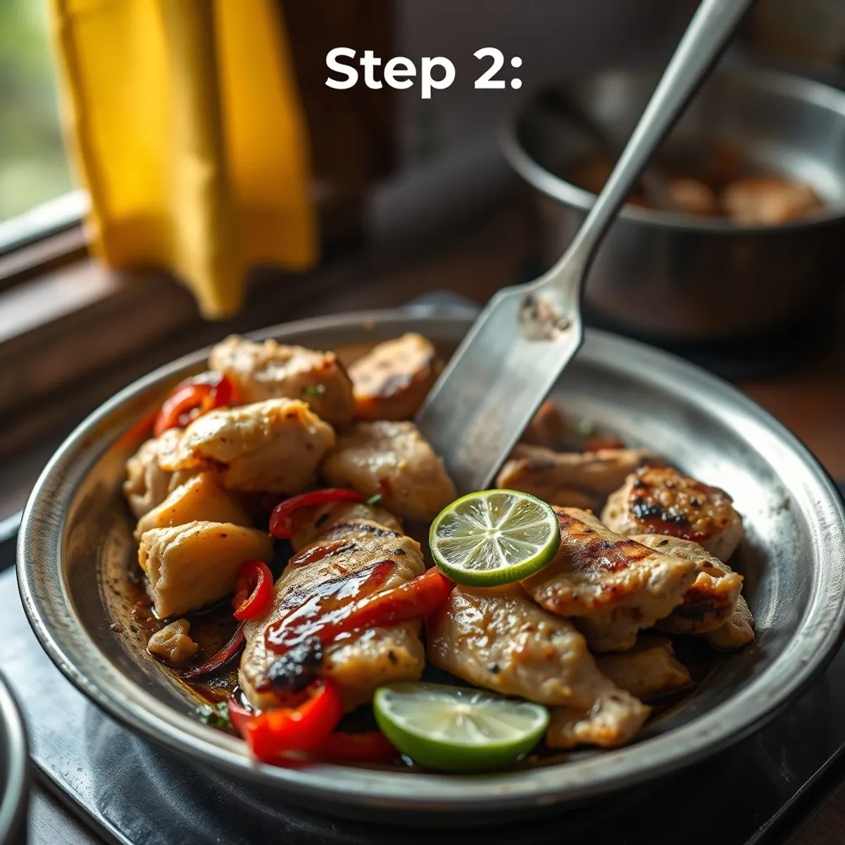 AI-generated photo Grilled chicken choila, step 2. AI-generated photo.