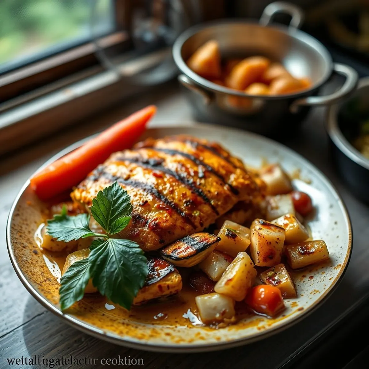 AI-generated photo Grilled chicken choila, step 3. AI-generated photo.