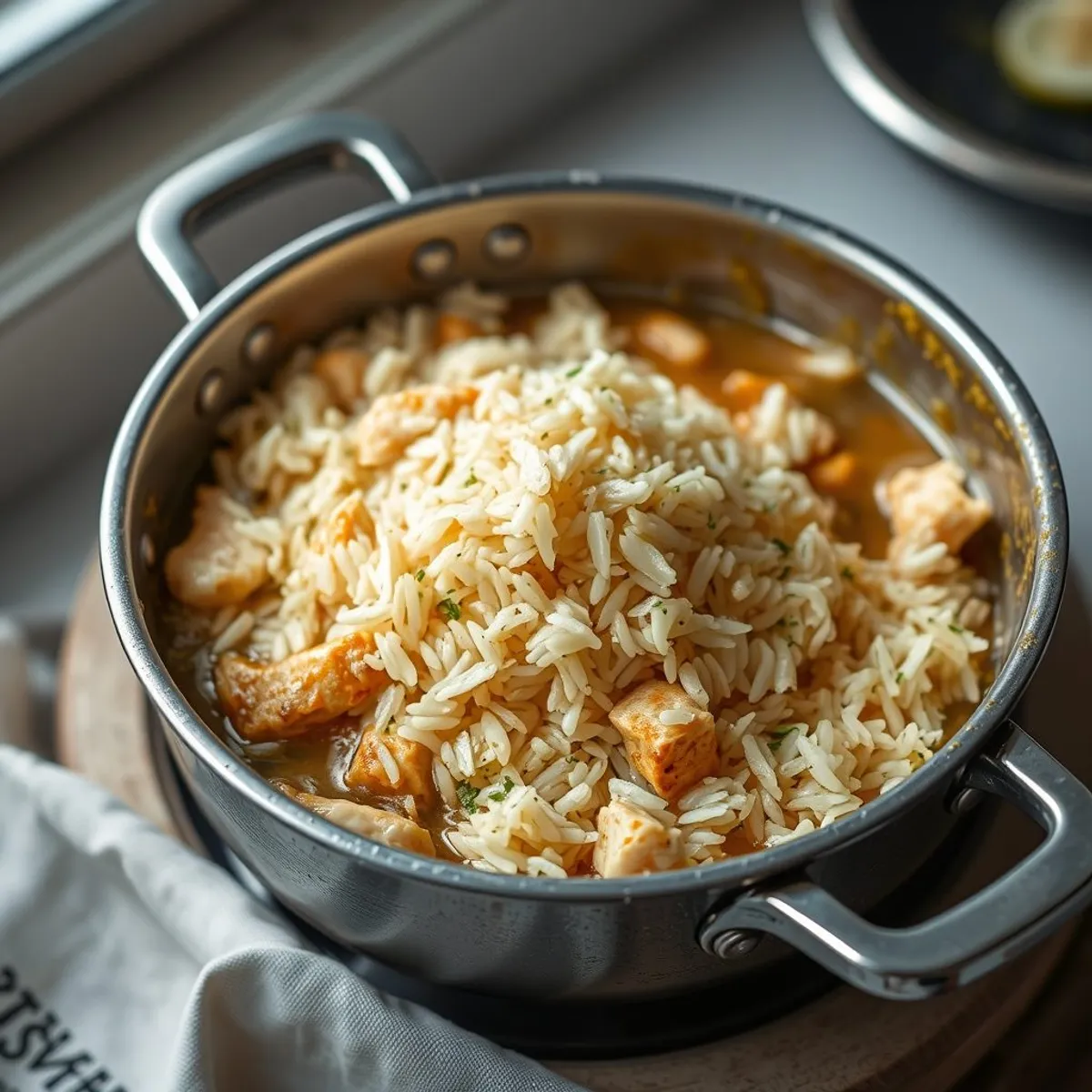 AI-generated photo Chicken biryani, step 3. AI-generated photo.