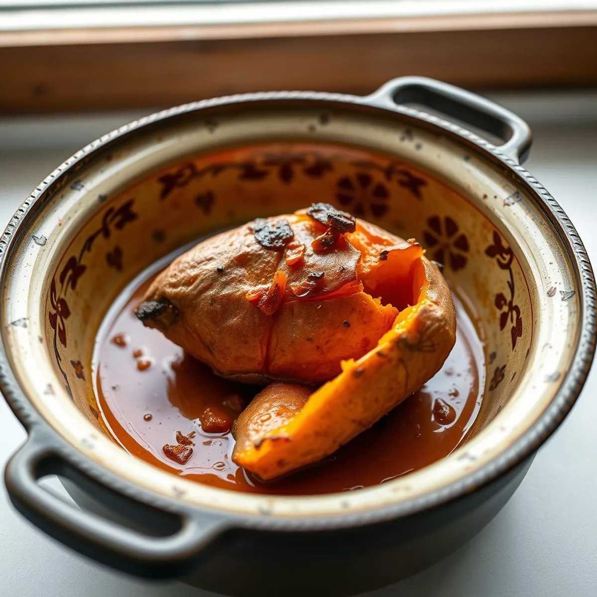 AI-generated photo Roasted sweet potato, step 2. AI-generated photo.