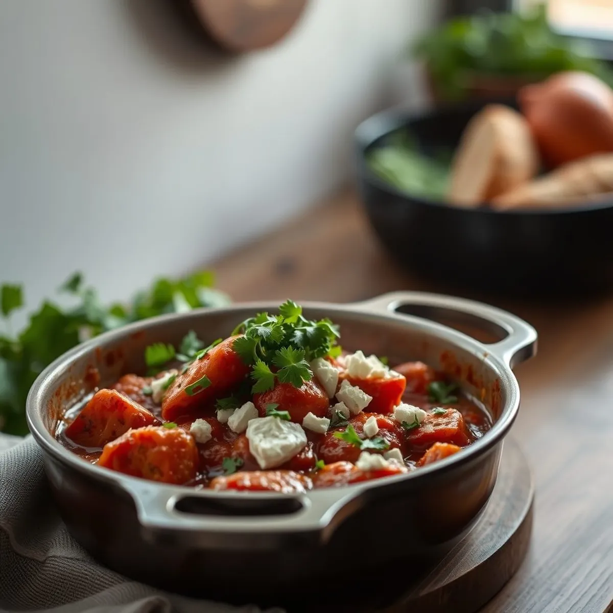 AI-generated photo Pepper Shakshuka, step 5. AI-generated photo.