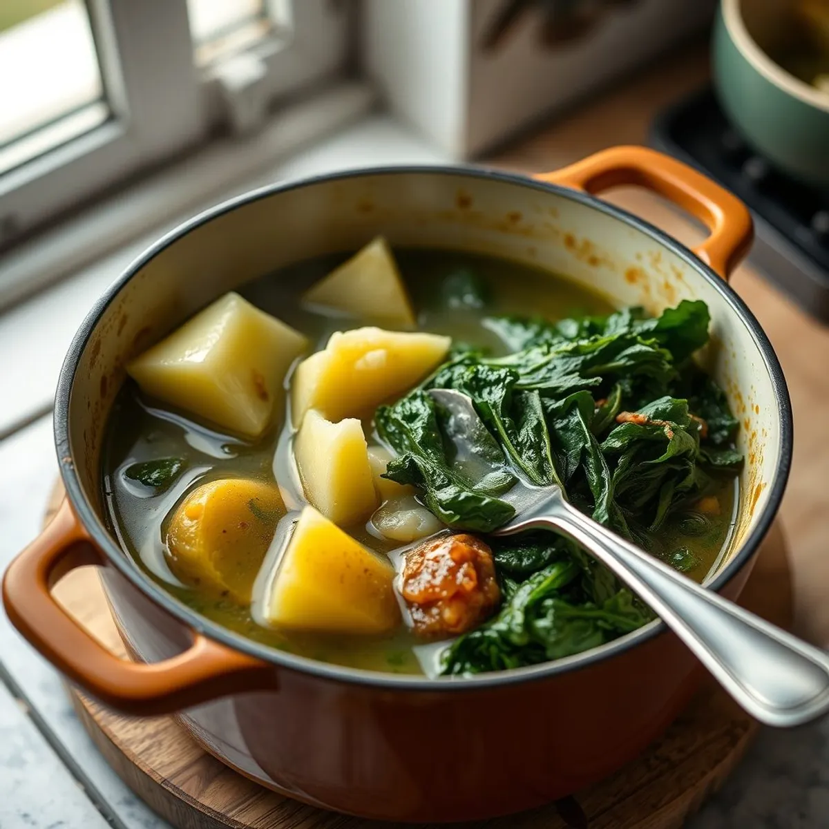 AI-generated photo Caldo verde, step 2. AI-generated photo.