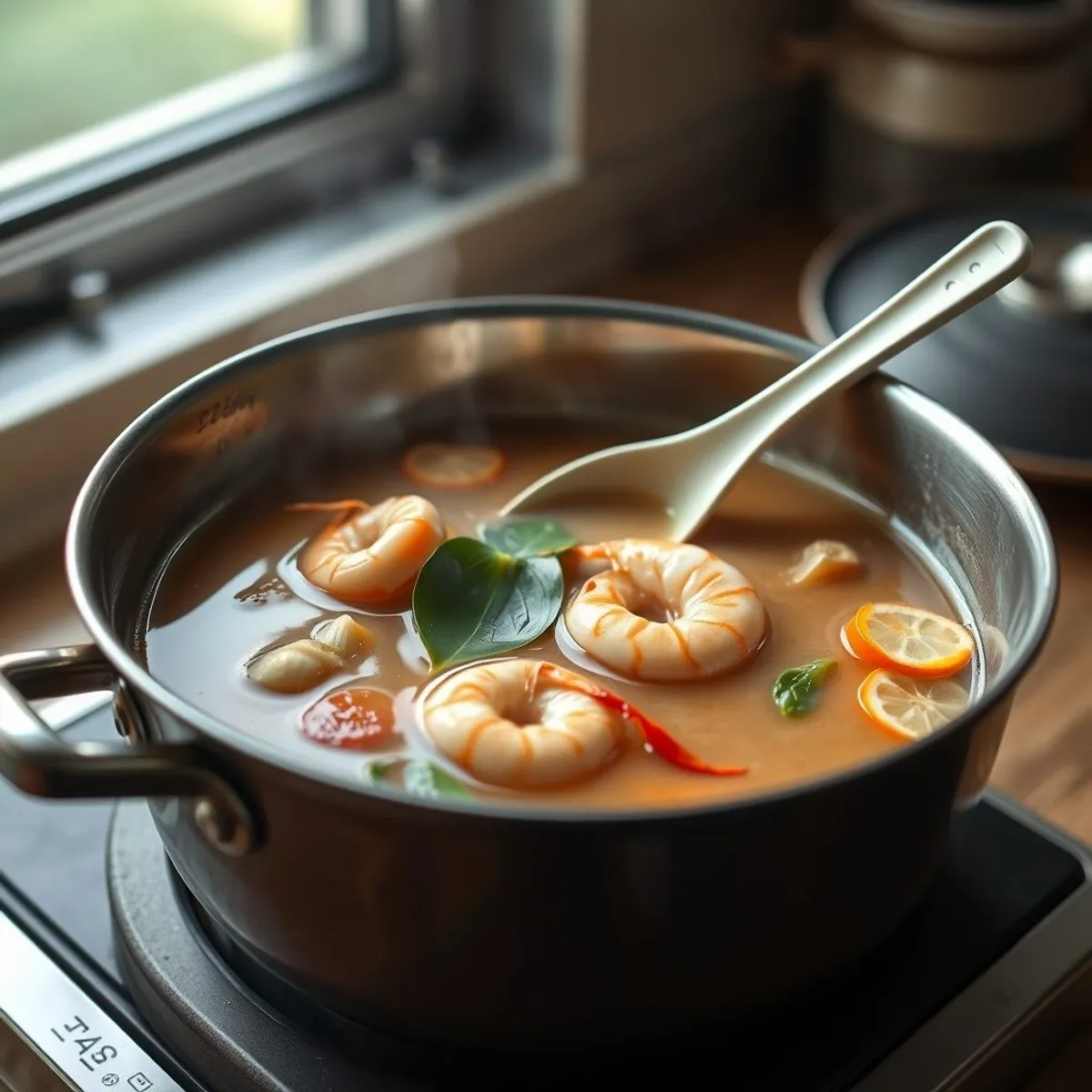 AI-generated photo Prawn Tom Yum, step 1. AI-generated photo.