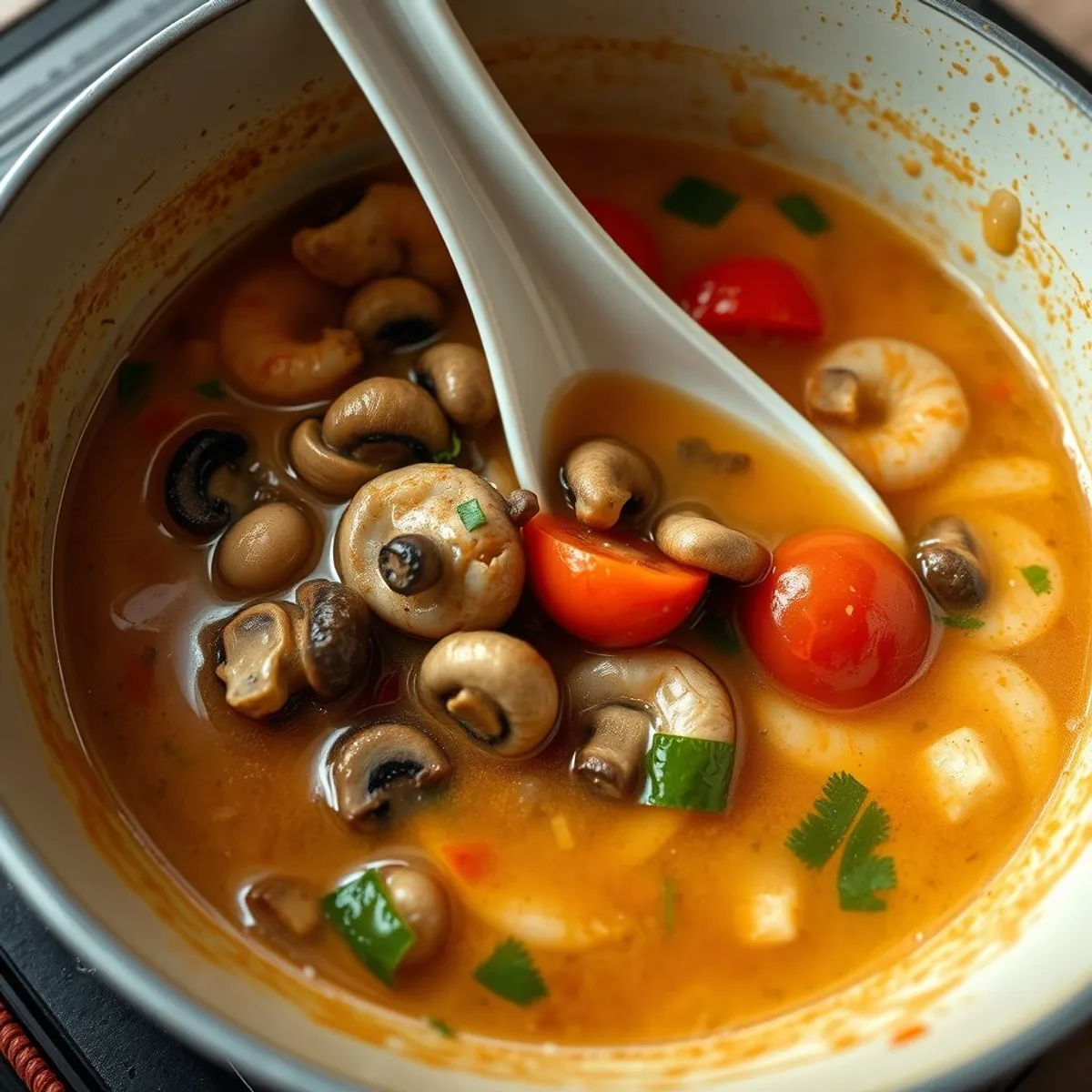 AI-generated photo Prawn Tom Yum, step 2. AI-generated photo.