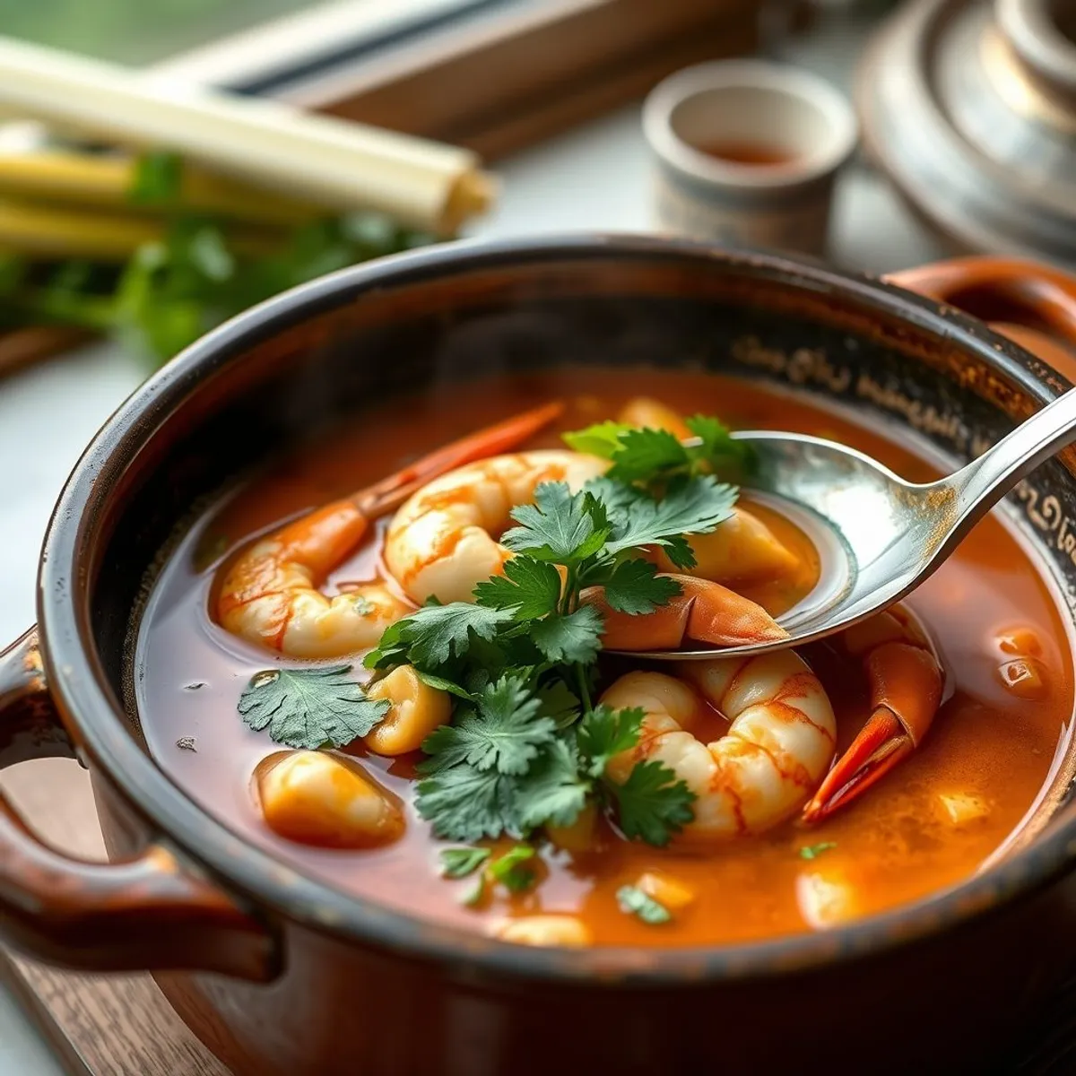 AI-generated photo Prawn Tom Yum, step 5. AI-generated photo.