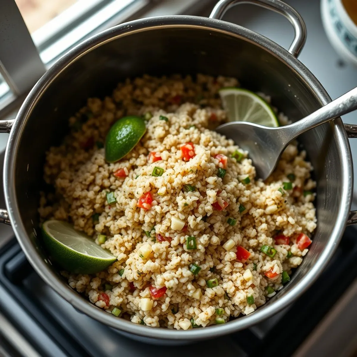AI-generated photo Quinoa Lime Salad, step 2. AI-generated photo.