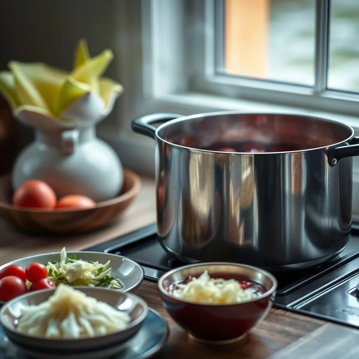 AI-generated photo Borscht, step 1. AI-generated photo.