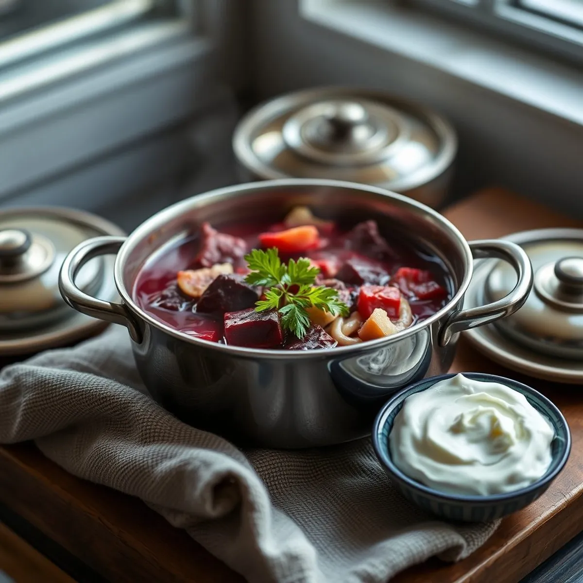 AI-generated photo Borscht, step 2. AI-generated photo.