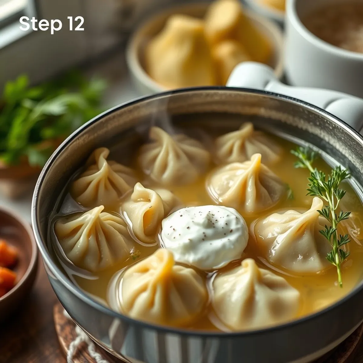 Pelmeni, step 2. AI-generated photo.