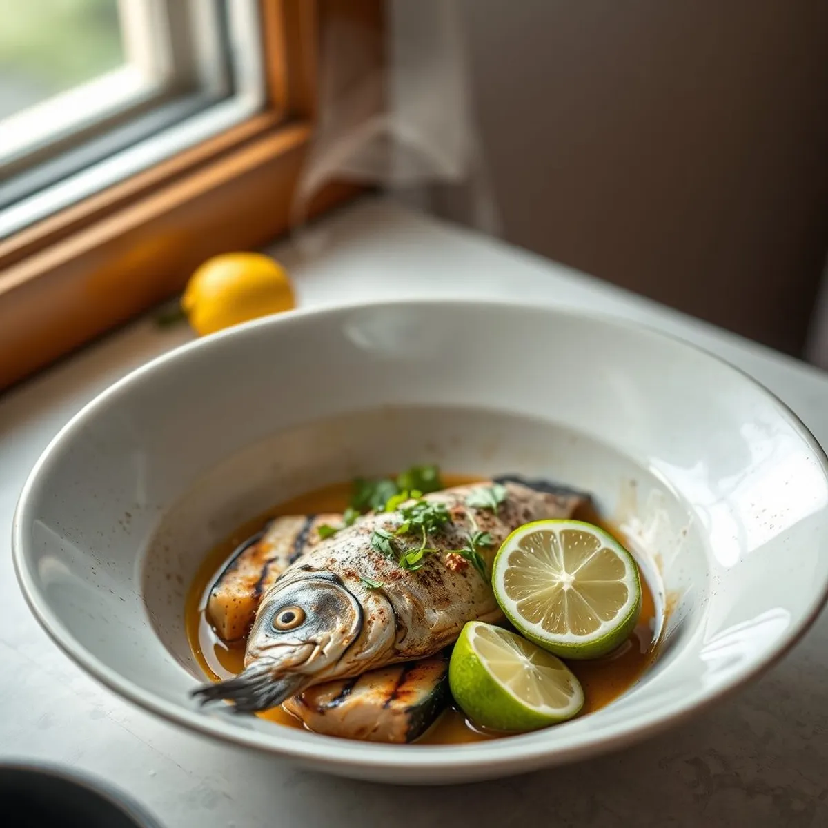 AI-generated photo Grilled fish, step 2. AI-generated photo.