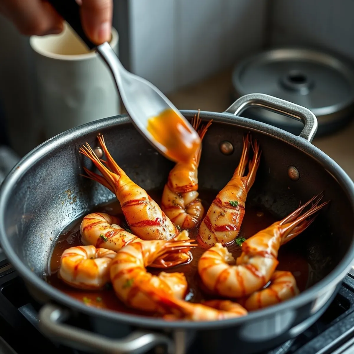 AI-generated photo Christmas prawns, step 3. AI-generated photo.