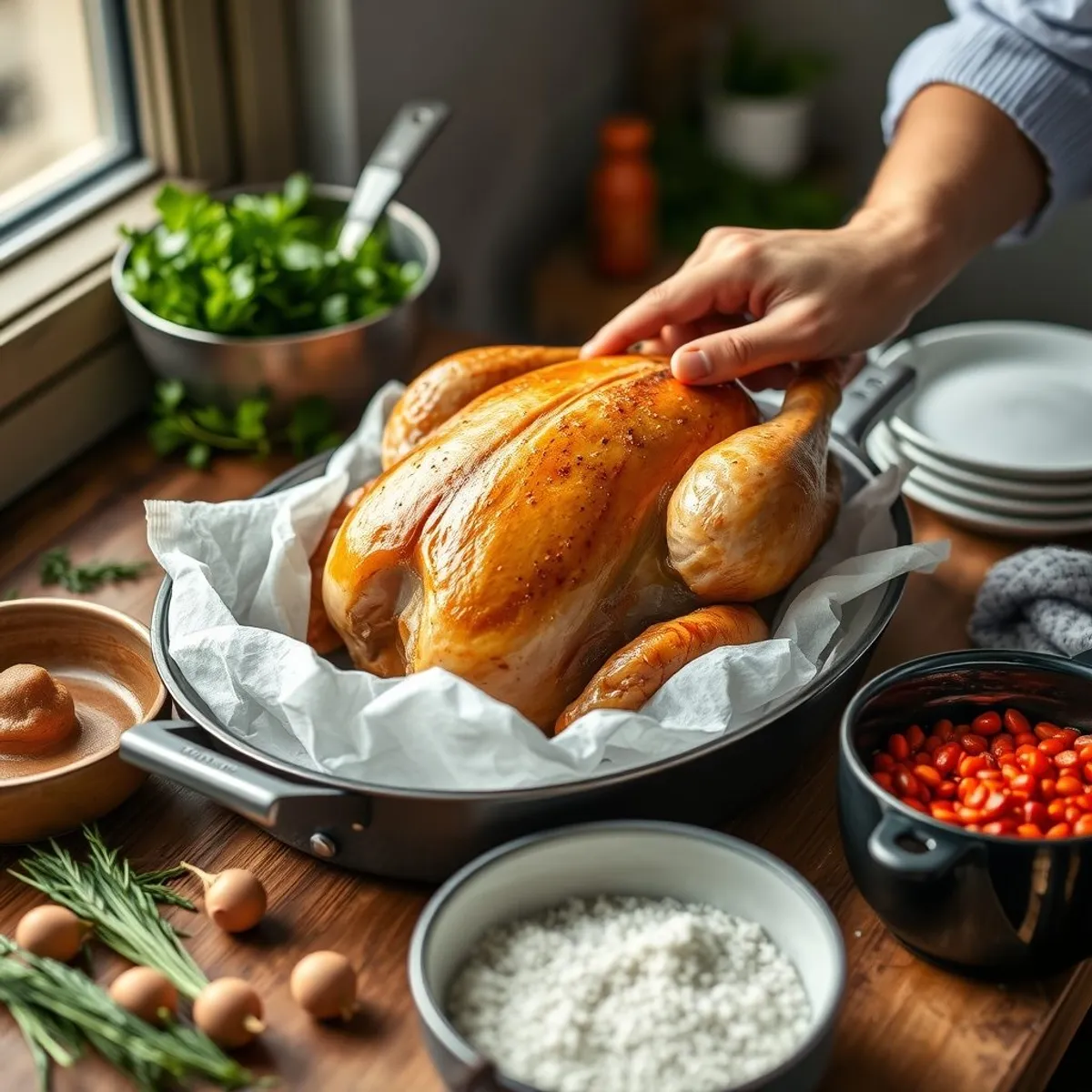 AI-generated photo Maple roast turkey, step 1. AI-generated photo.
